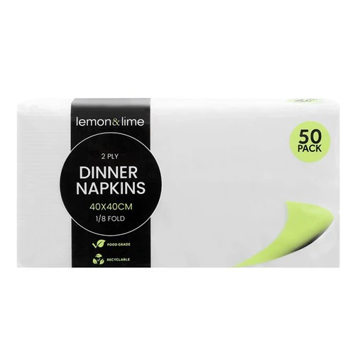 White Dinner Napkins - 50 Pack