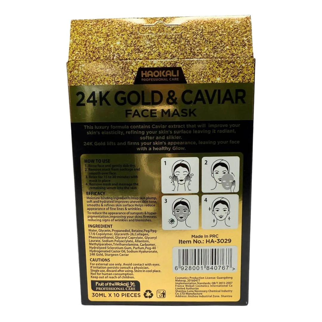 Face Mask - 24K Gold & Caviar Firming Treatment 10 Pack - Image 3
