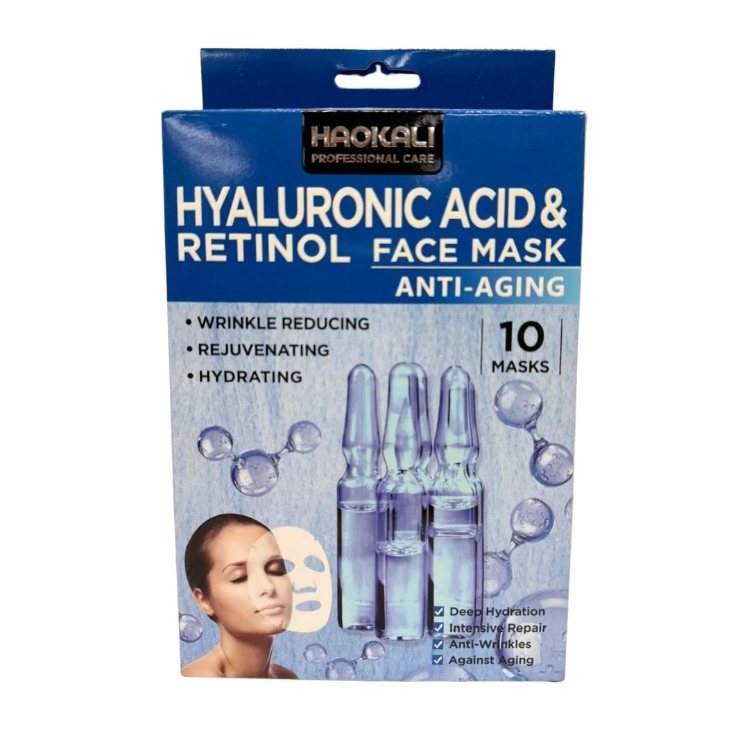 Face Mask - Hyaluronic Acid & Retinol Anti-Ageing Treatment 10 Pack - Image 2