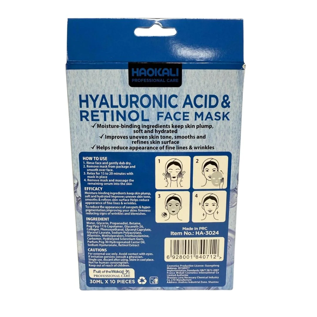 Face Mask - Hyaluronic Acid & Retinol Anti-Ageing Treatment 10 Pack - Image 3