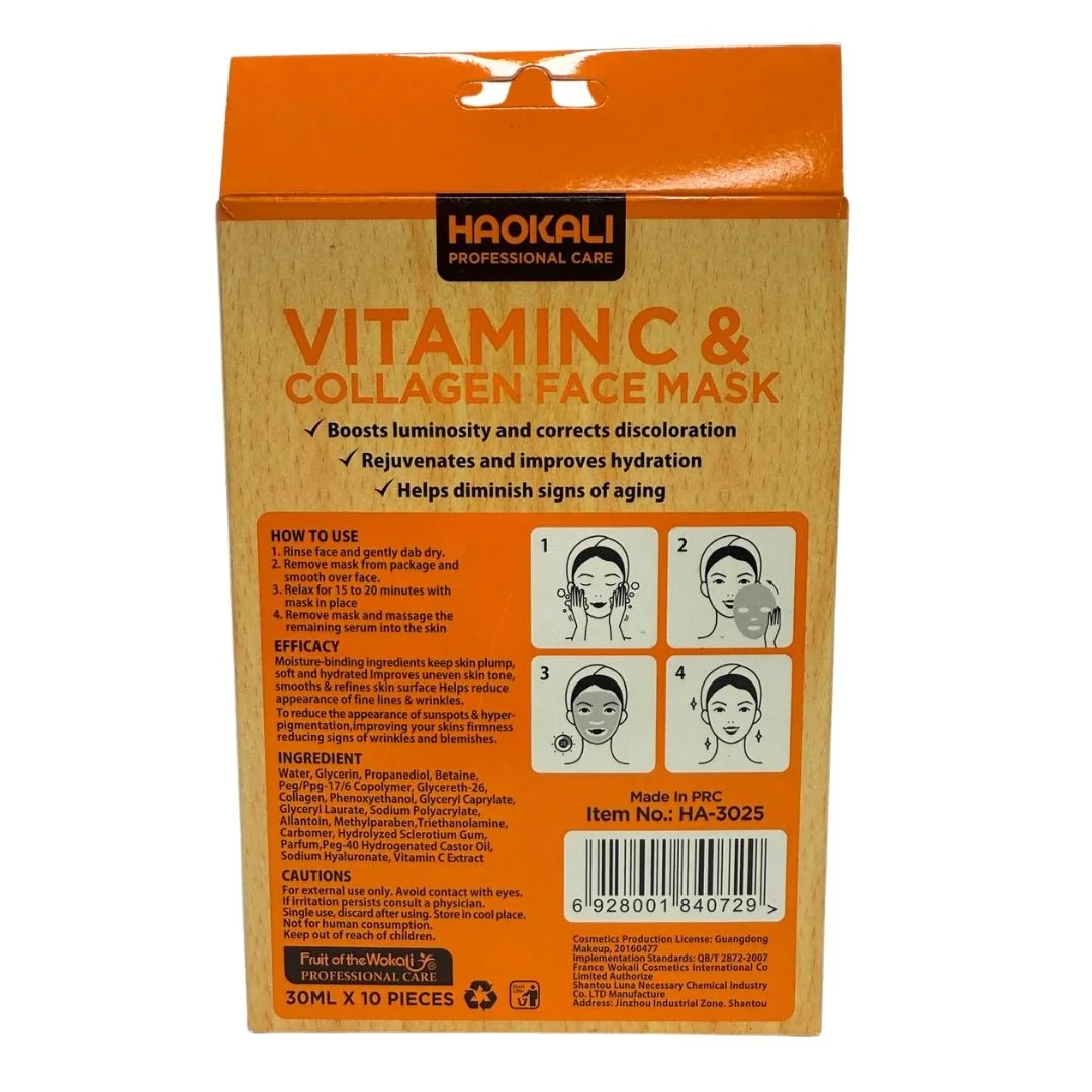 Face Mask - Vitamin C & Collagen Moisturising Treatment 10 Pack - Image 3