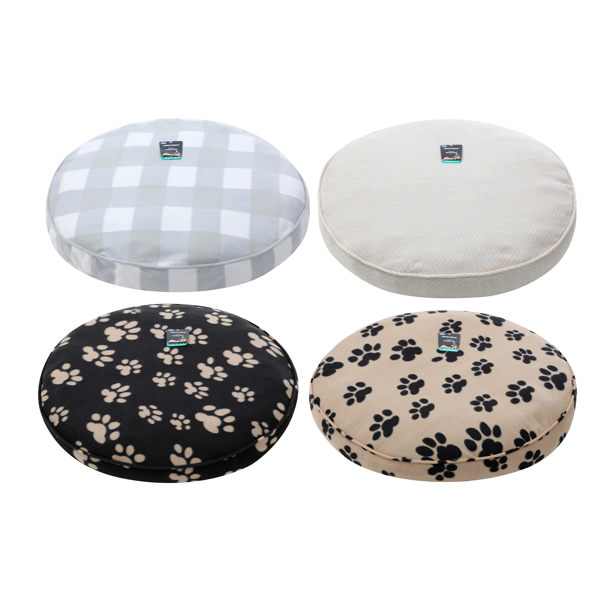 Fleece Pet Bed Round 80cm - 4 Designs - Image 5