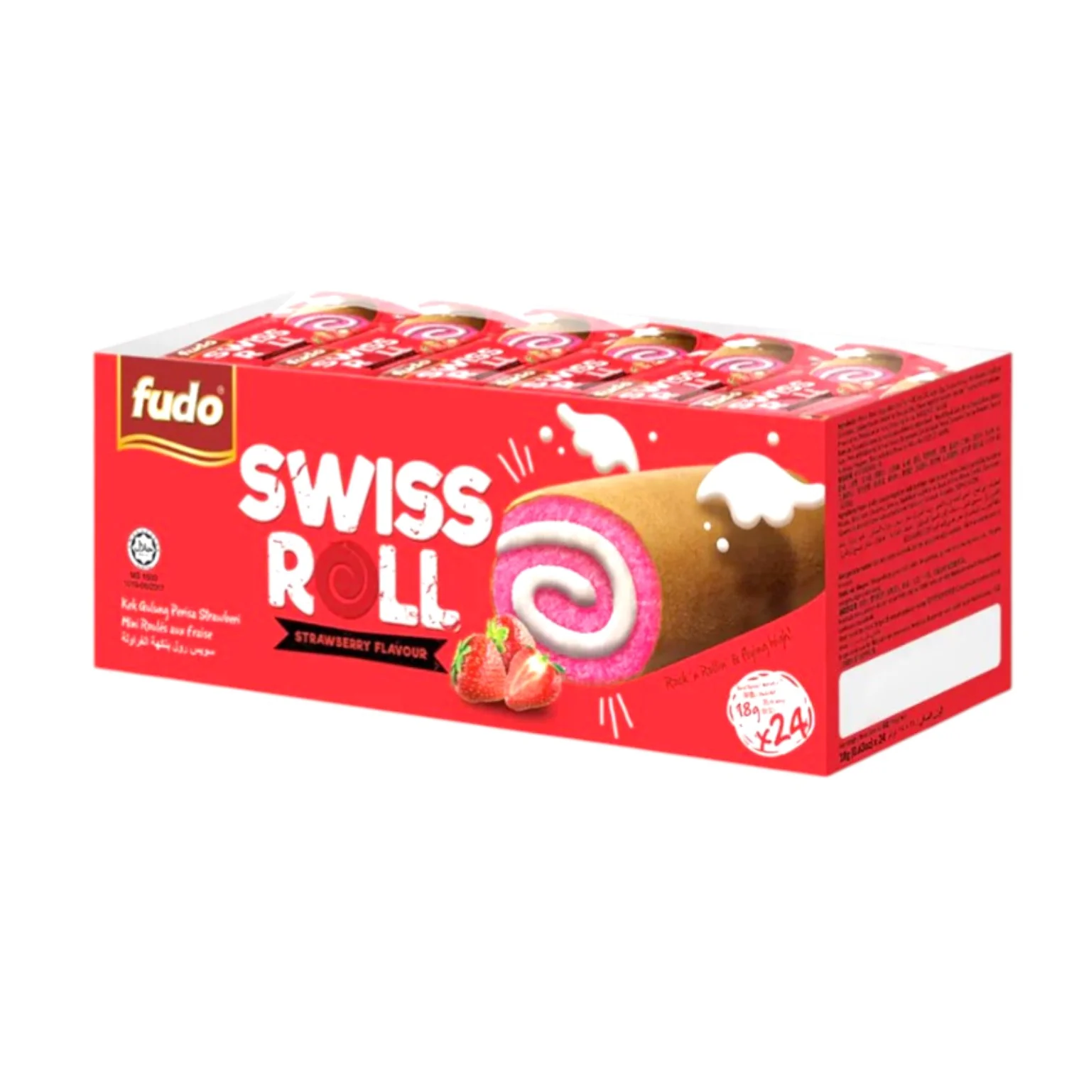 Fudo Swiss Roll - Strawberry - 24 Pack - Image 2